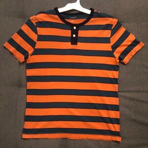 Arizona Men's - Orange & Teal Stripes - 100% Cotton - Size M - Buttoned T-Shirt